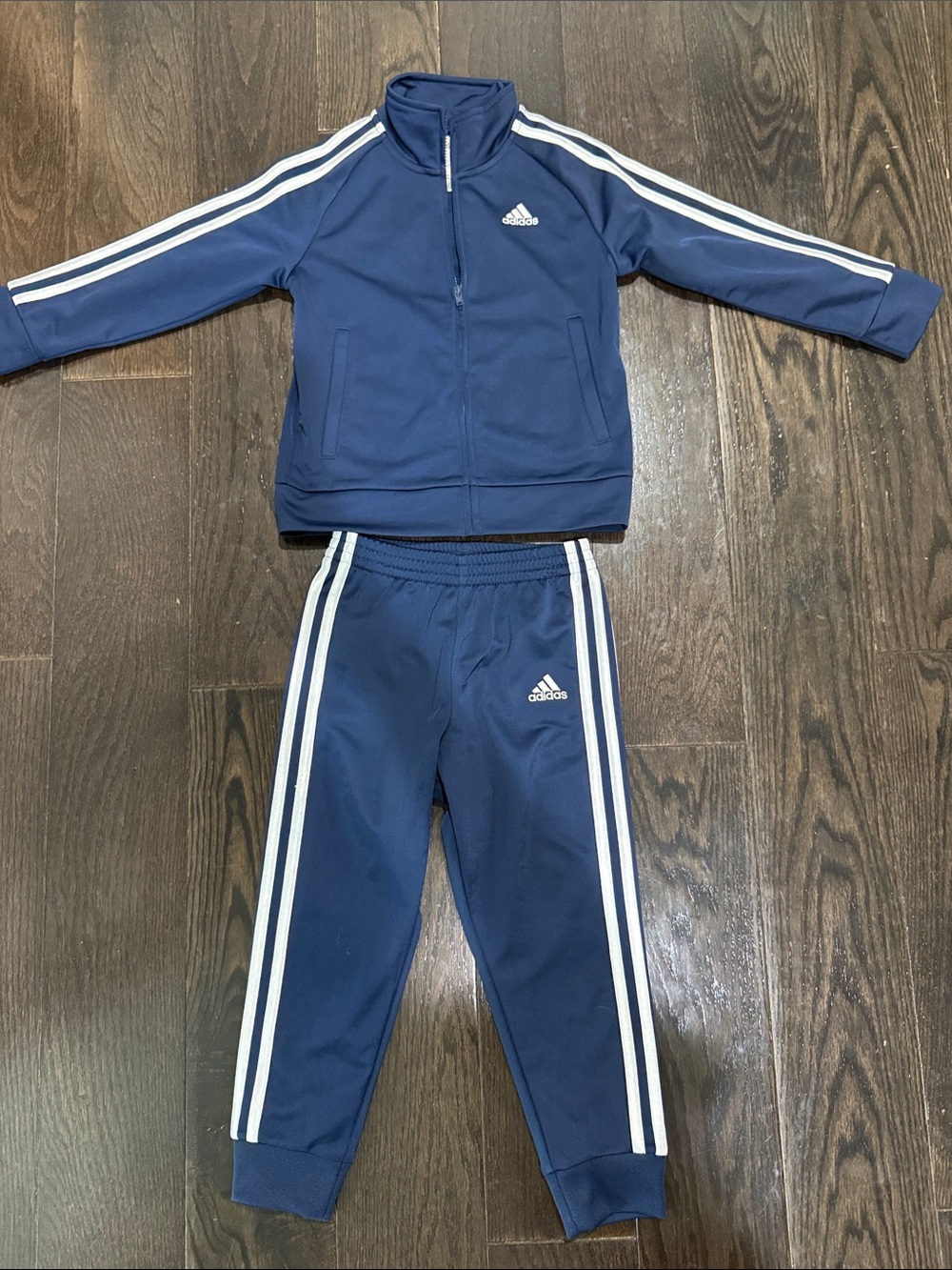 adidas Navy and White Kids' Zip Jacket